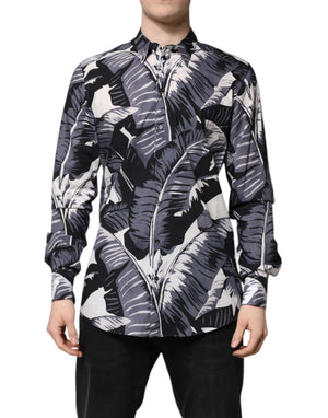 Mehrfarbiges GOLD-Baumwollhemd mit Bananenblatt-Print