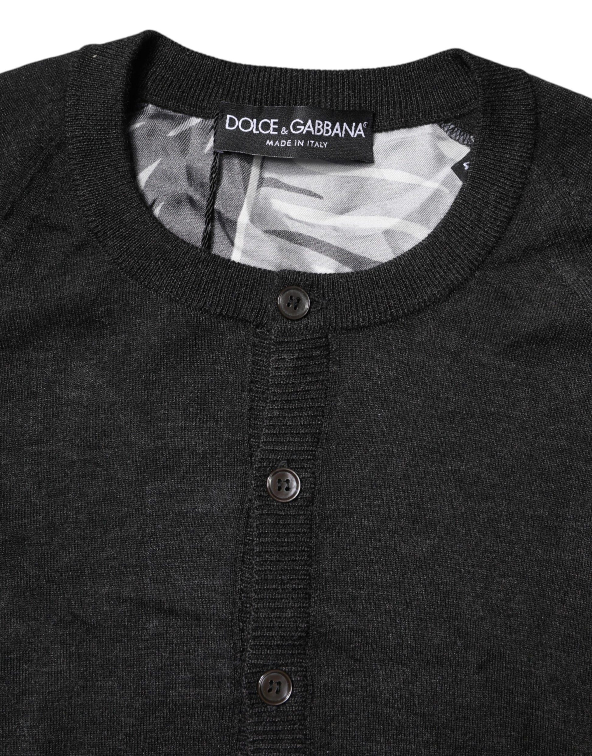Dolce & Gabbana Black Printed Knitted Men Pullover Sweater