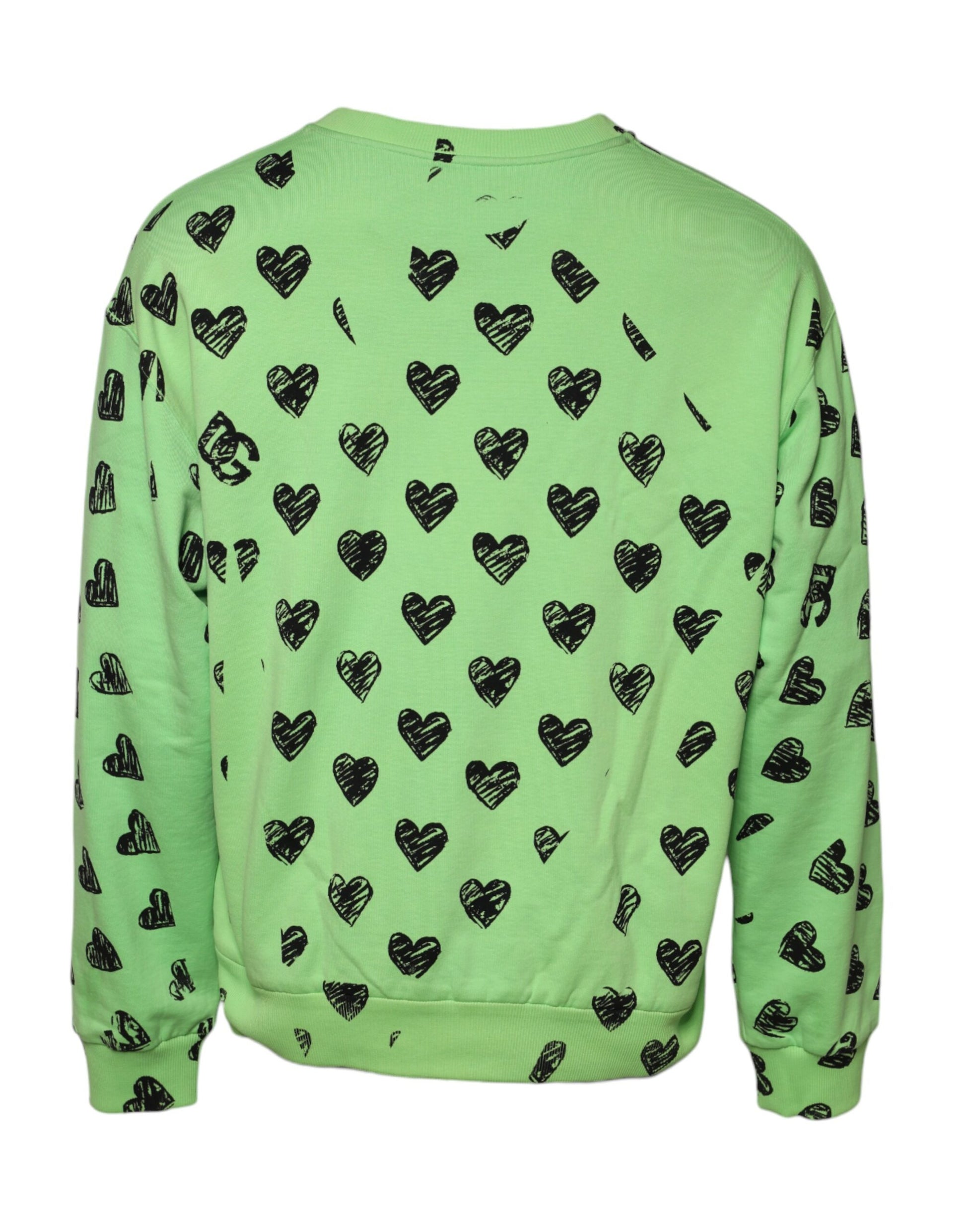 Grüner Pullover mit Rundhalsausschnitt und Herzmuster
