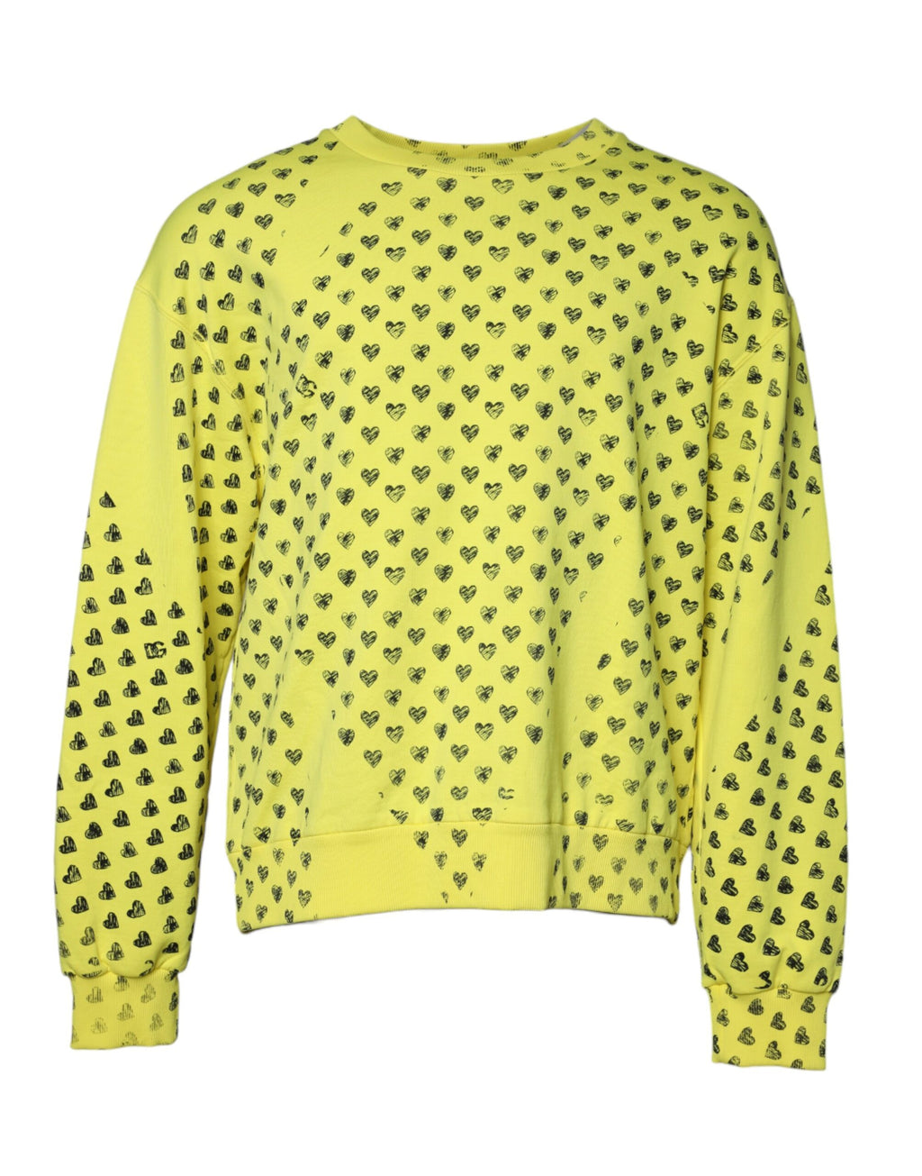 Gelber Pullover mit Rundhalsausschnitt für Herren mit Herzmotiv