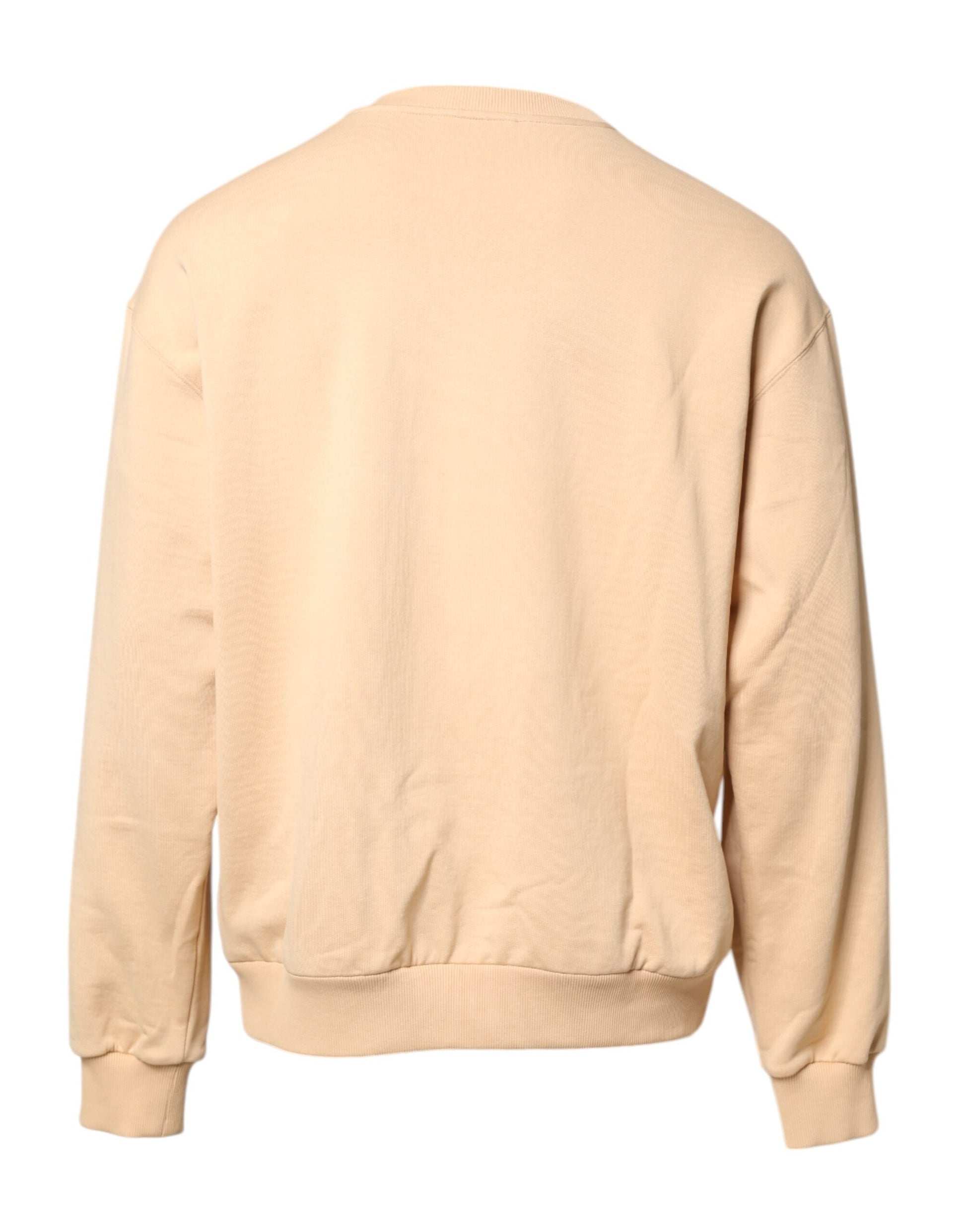 Beigefarbener Pullover mit Rundhalsausschnitt und Kirschmuster
