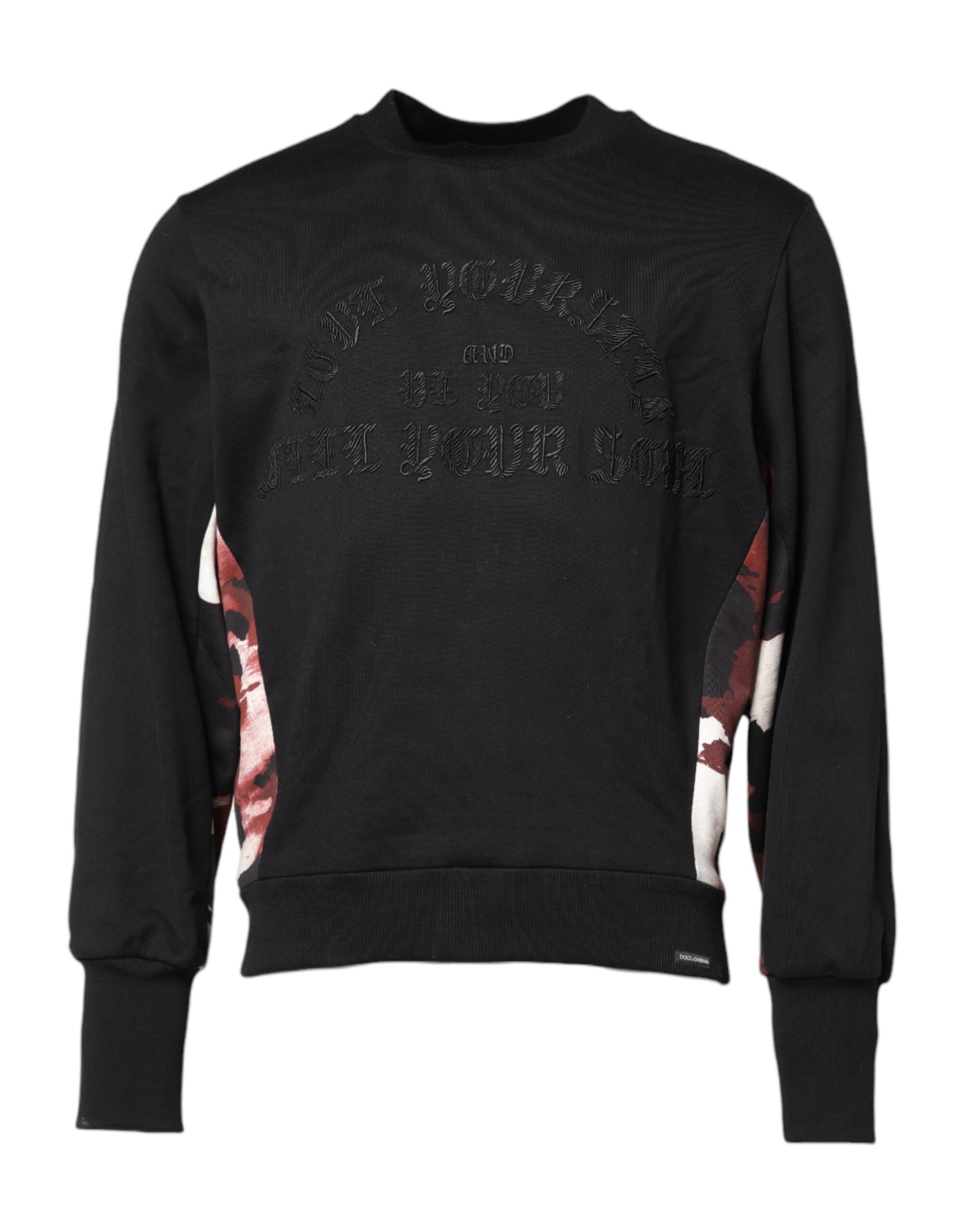 Schwarzer Pullover mit Rundhalsausschnitt und Stickerei