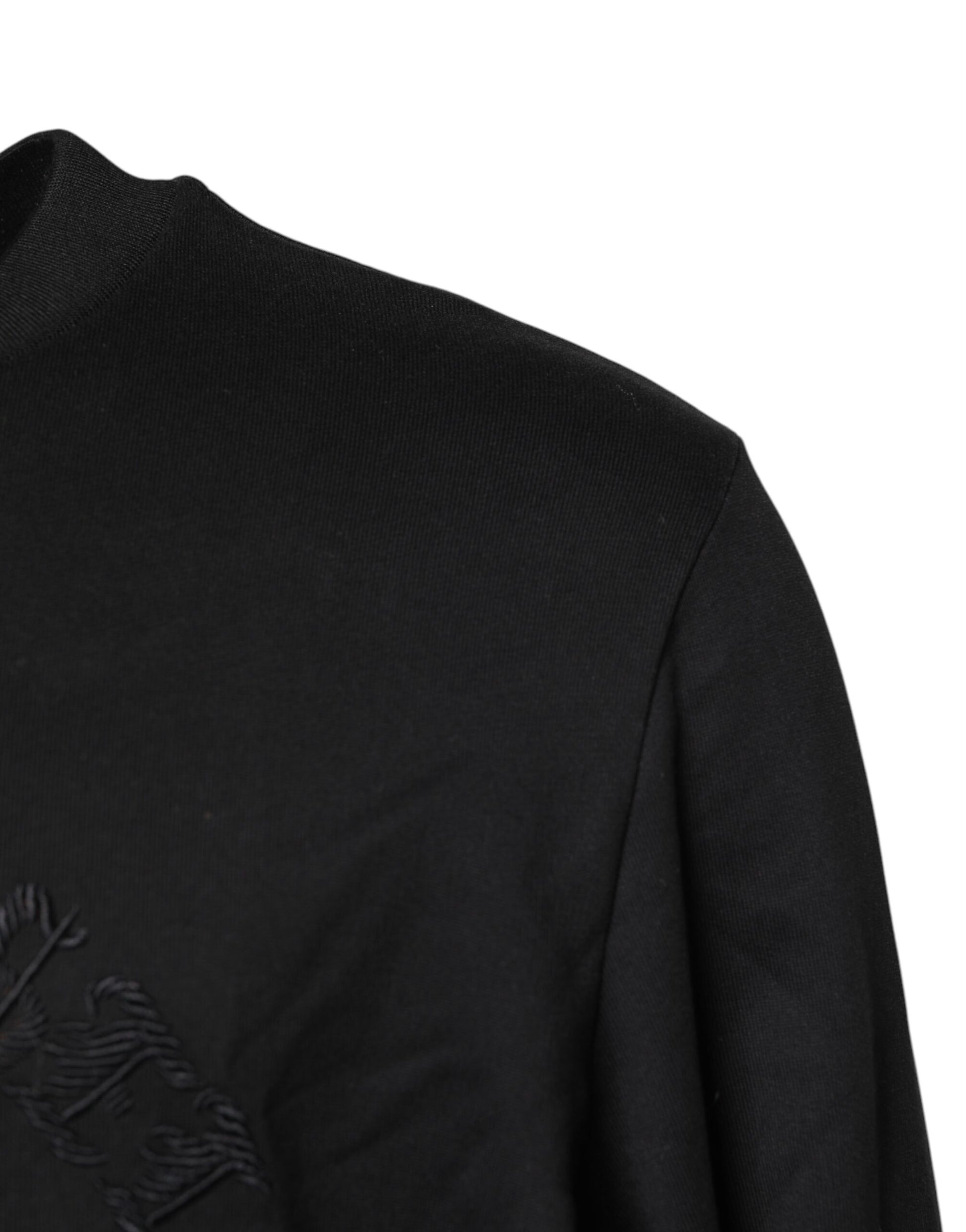 Schwarzer Pullover mit Rundhalsausschnitt und Stickerei