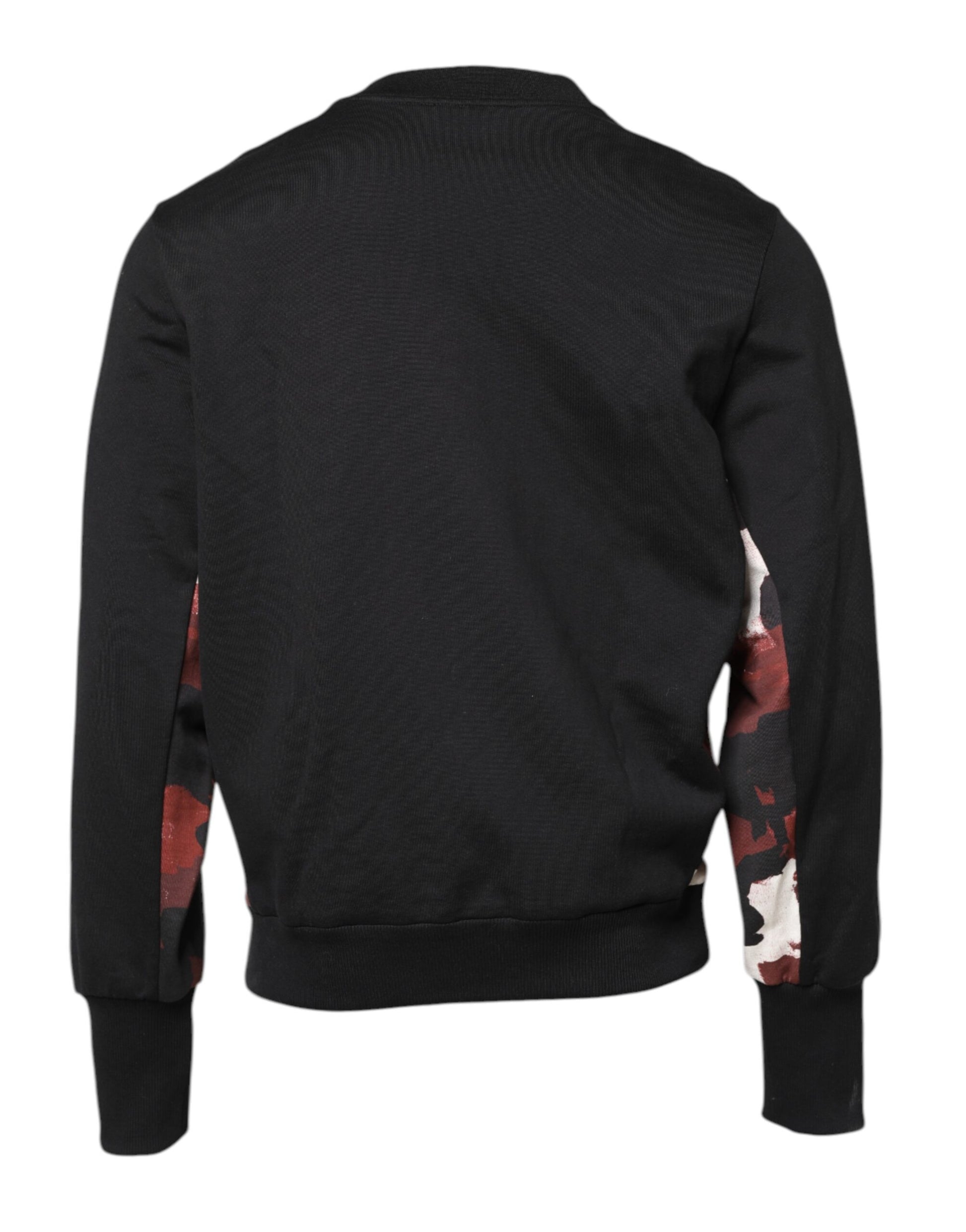 Schwarzer Pullover mit Rundhalsausschnitt und Stickerei