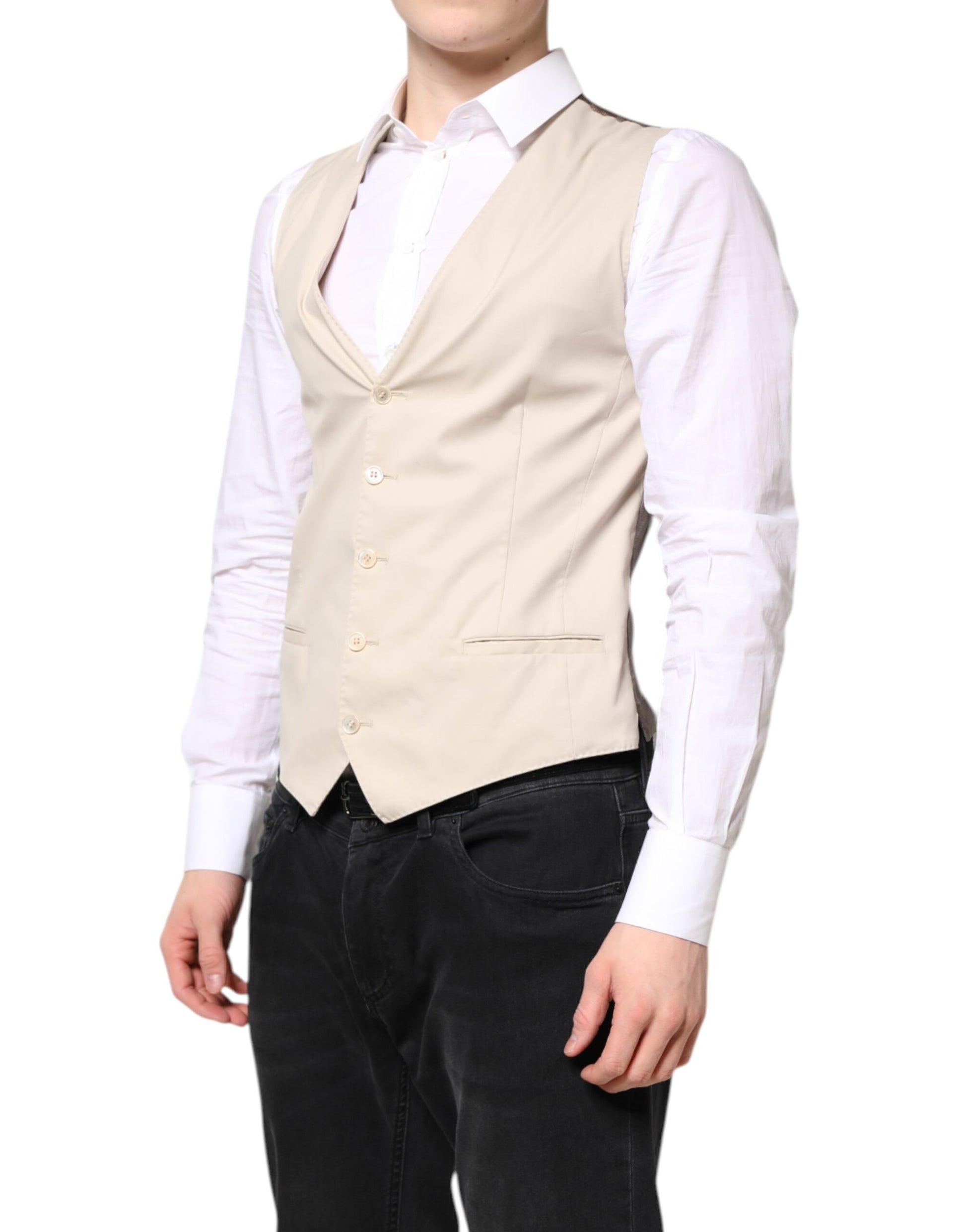 Beige Grau Kleid Männer Formale Weste Weste
