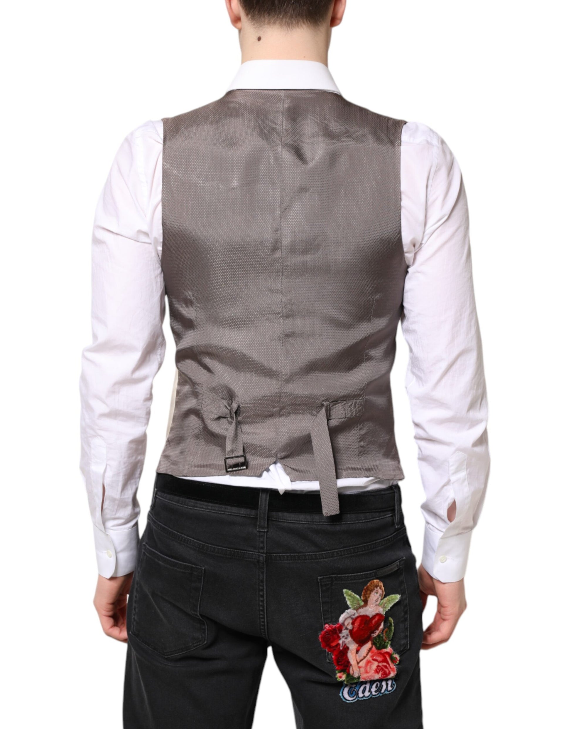 Beige Grau Kleid Männer Formale Weste Weste