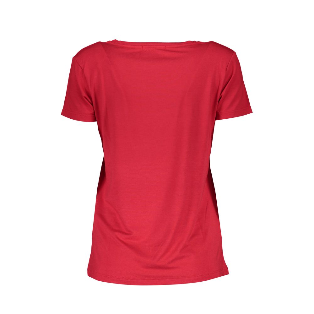 Red Elastane Women T-Shirt