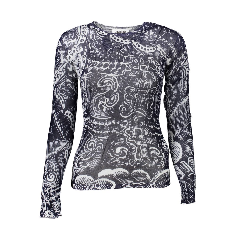 Blauer Viskose-Pullover für Damen