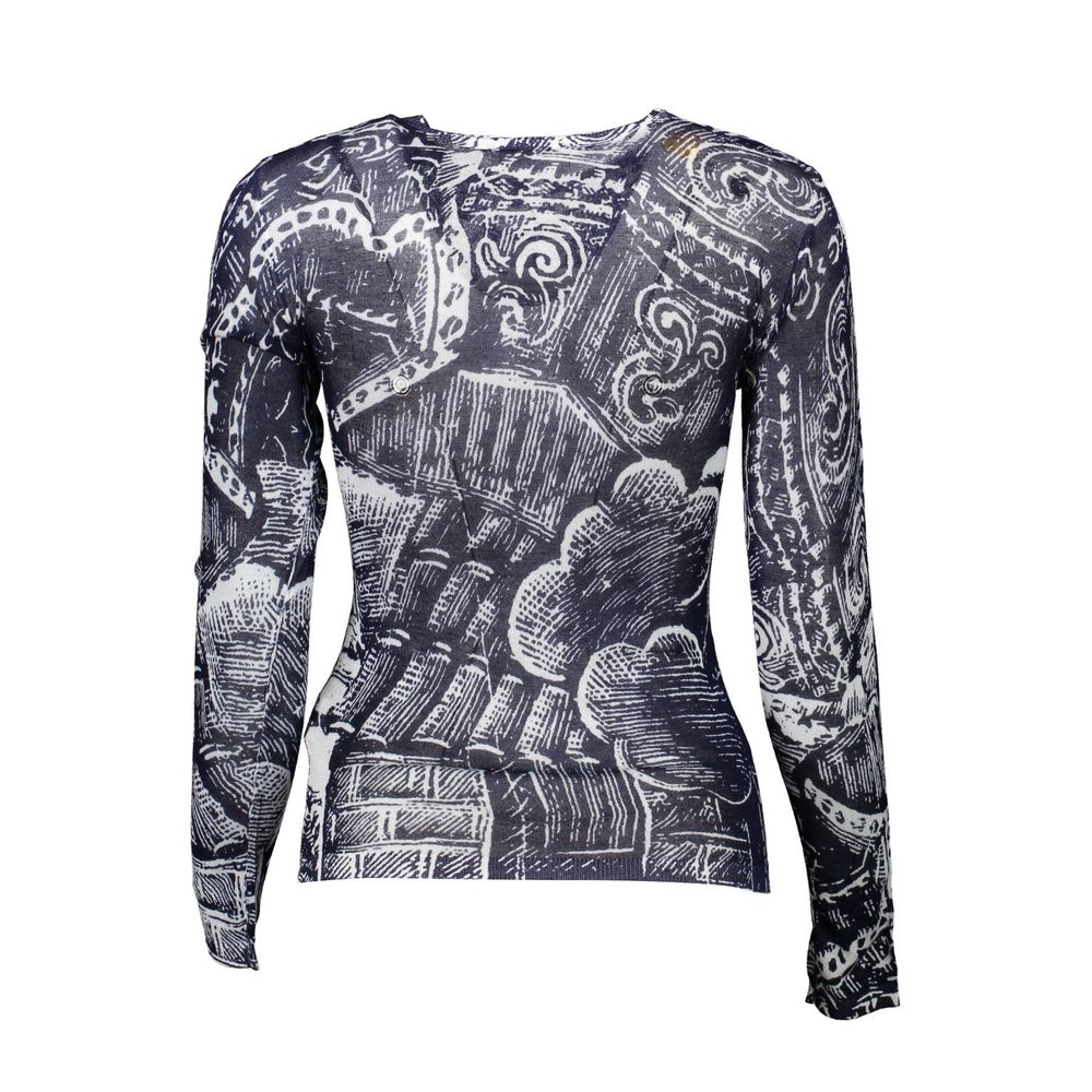Blauer Viskose-Pullover für Damen