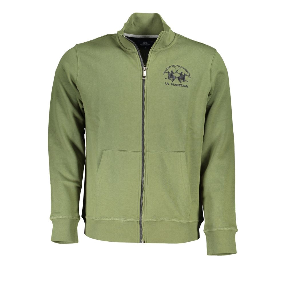 Klassisches grünes Fleece-Sweatshirt mit Reißverschluss