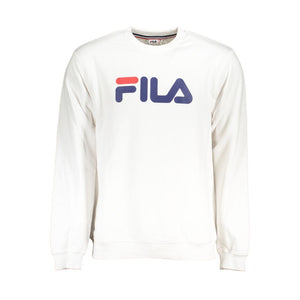 Klassisches Fleece-Sweatshirt mit Rundhalsausschnitt in Weiß