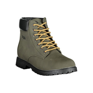 Schicke grüne Schnürstiefel mit Kontraststickerei