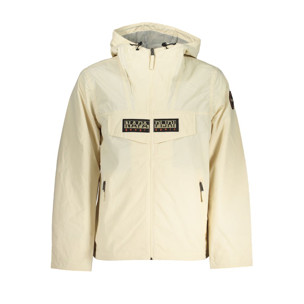 Schicke beige Sportjacke mit Kapuze