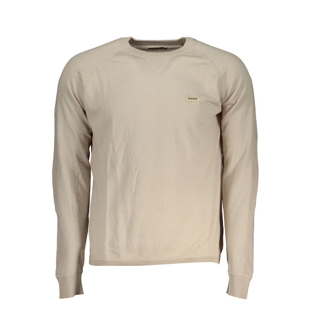 Schicker beigefarbener Langarmpullover mit Rundhalsausschnitt