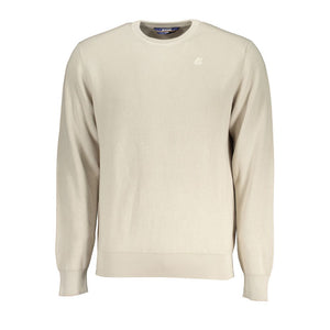 Beiger Baumwollpullover mit Rundhalsausschnitt und Logo-Detail