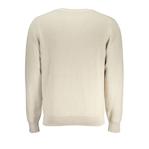 Beiger Baumwollpullover mit Rundhalsausschnitt und Logo-Detail