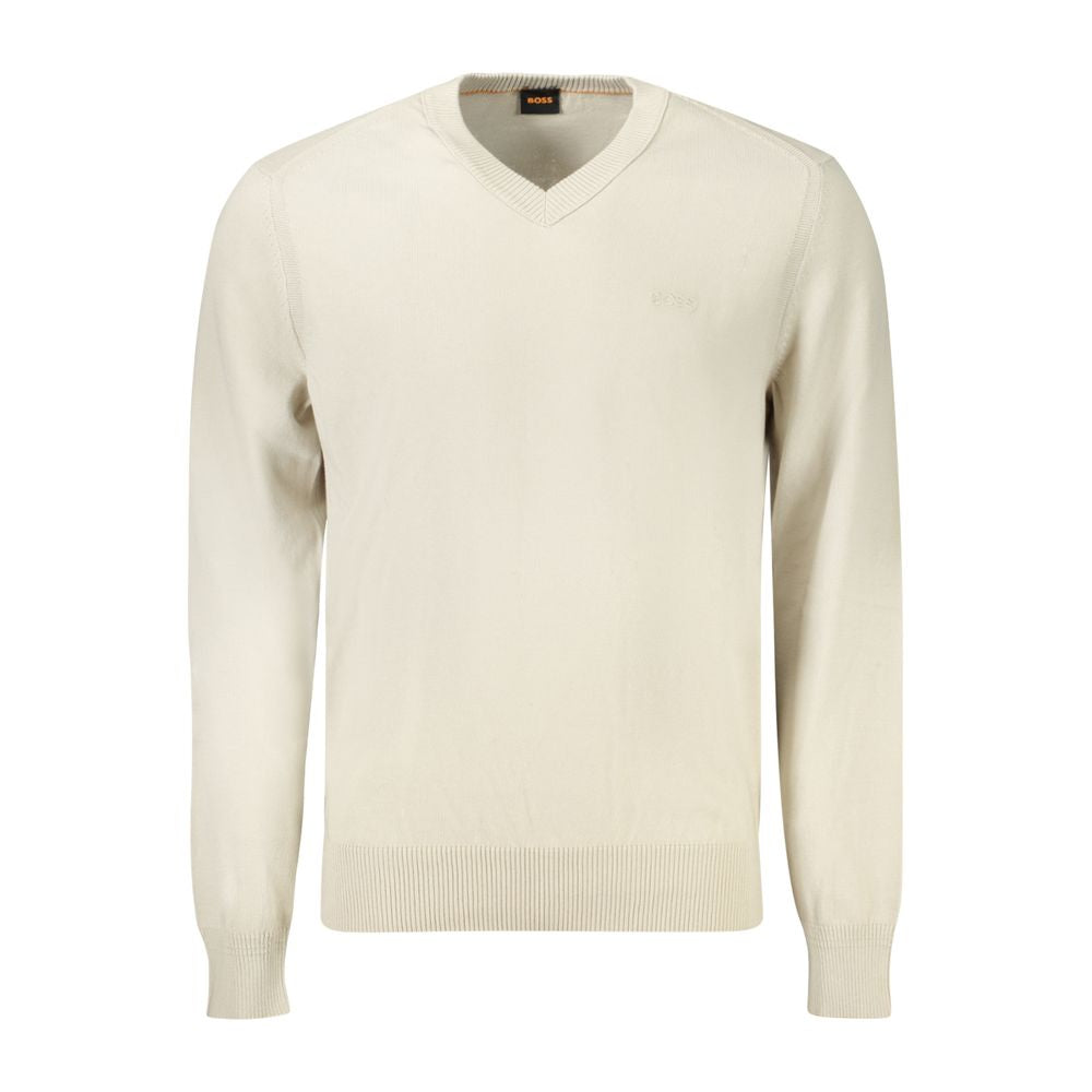 Beigefarbener Herrenpullover aus Baumwolle