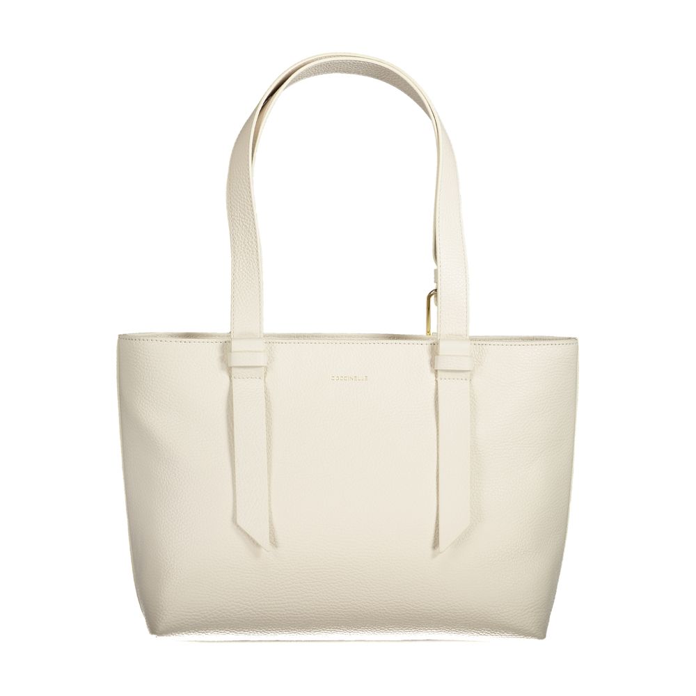 Weiße Lederhandtasche