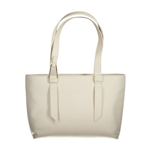 Weiße Lederhandtasche