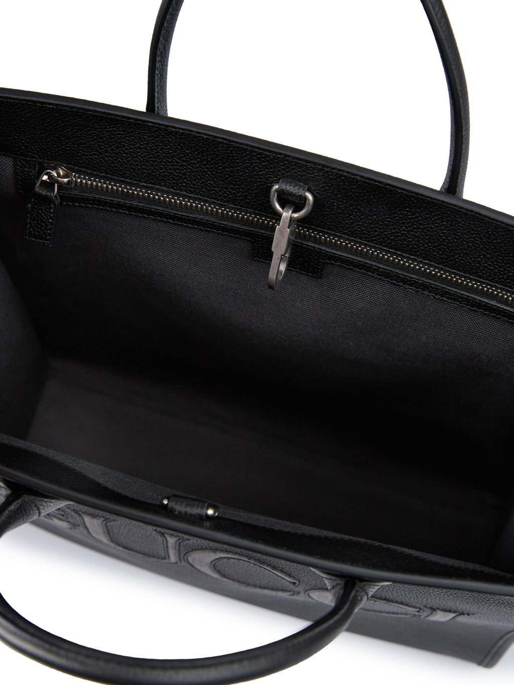 Black Leather Logo Medium Tote Bag