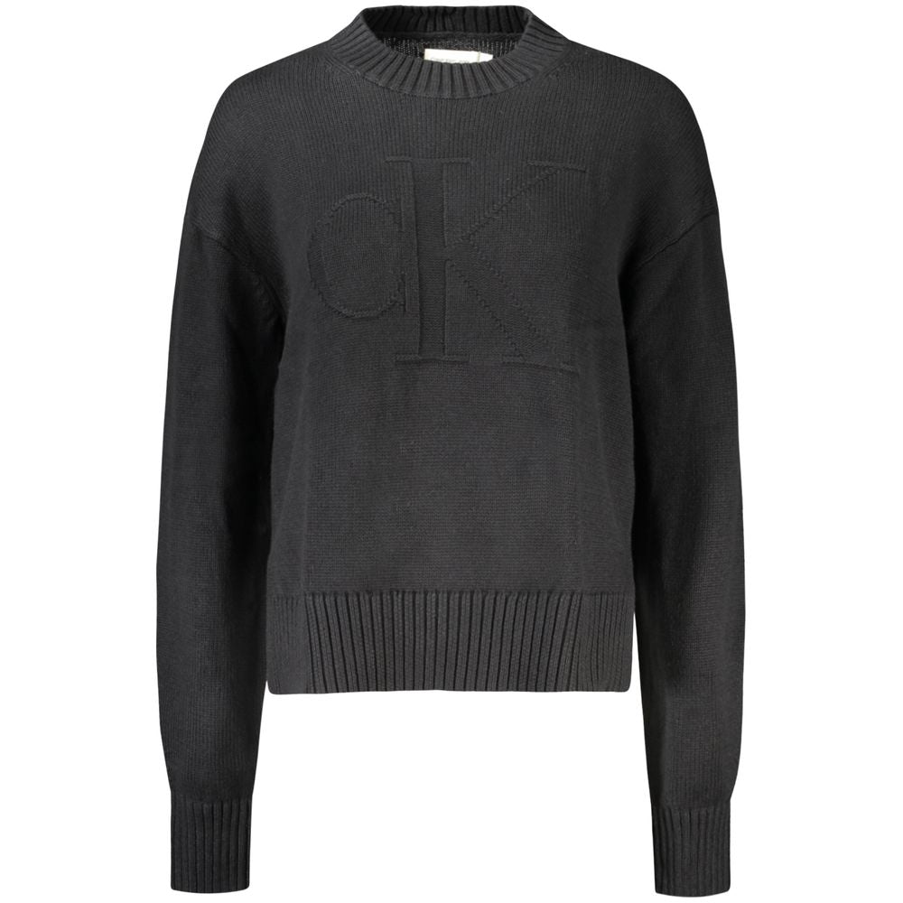 Schwarzer Baumwollpullover für Damen