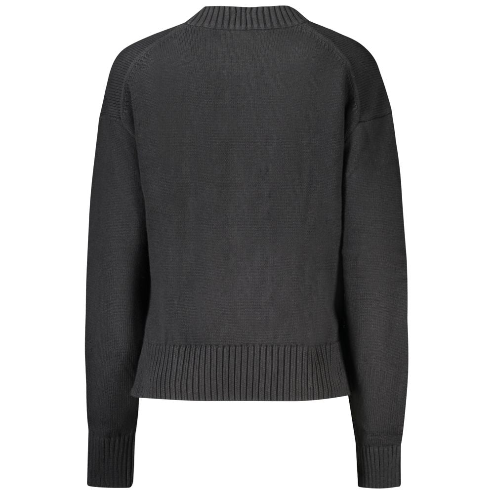 Schwarzer Baumwollpullover für Damen