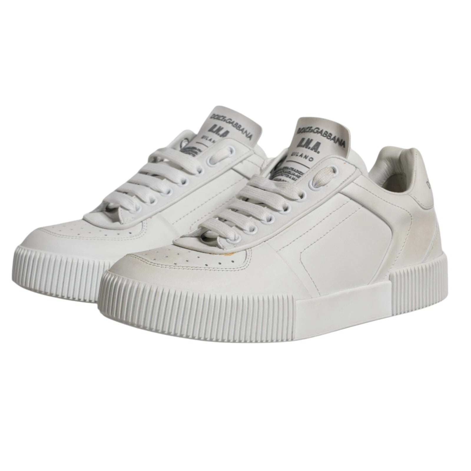 Weiße Miami Leder Low Top Sneakers Schuhe