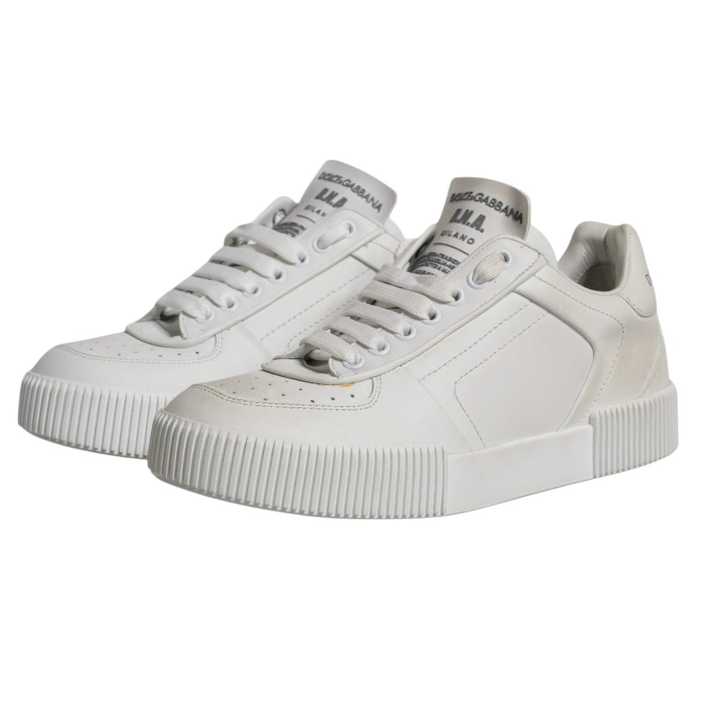 Weiße Miami Leder Low Top Sneakers Schuhe
