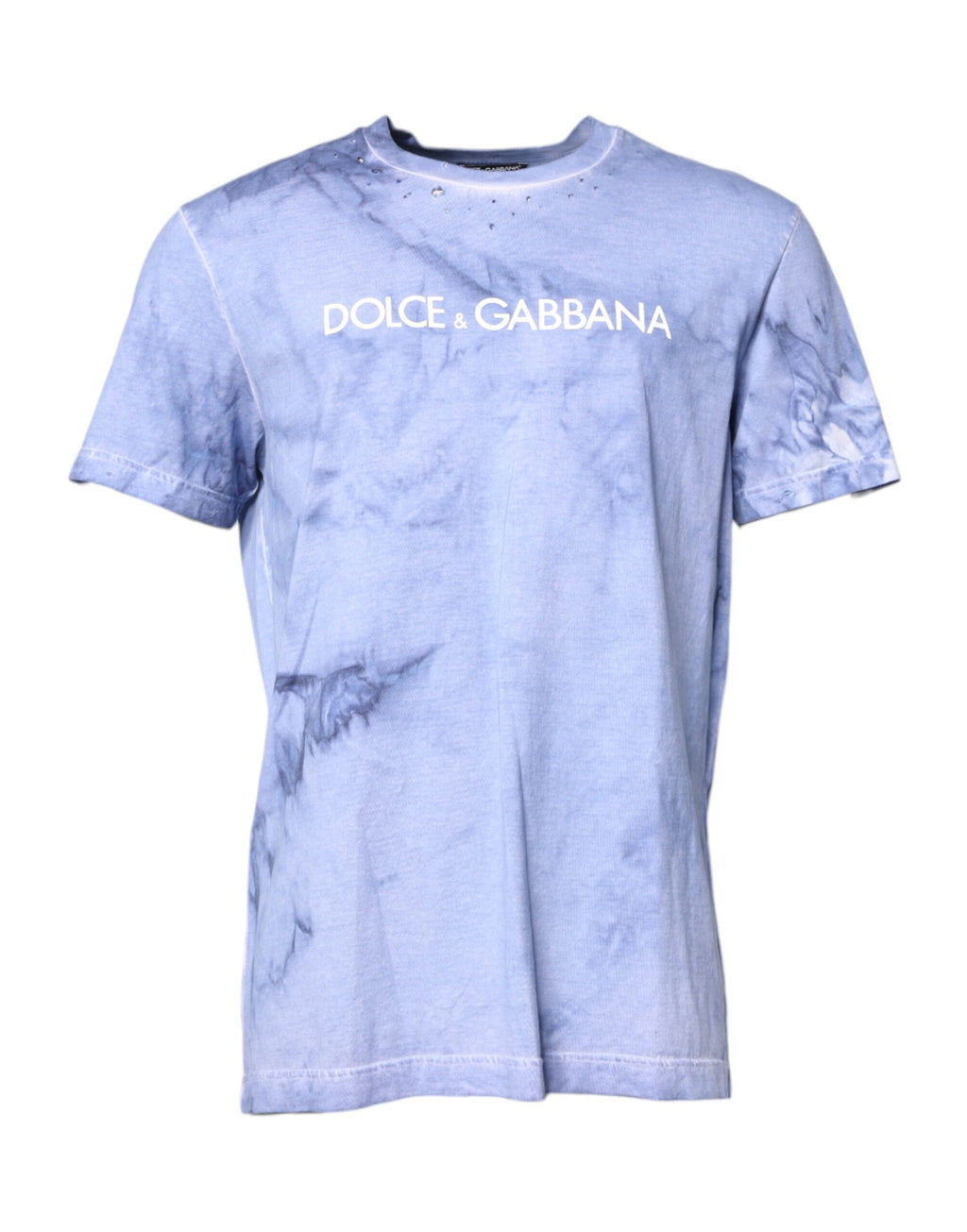 Dolce & Gabbana Blue Cotton Logo Print Crew Neck T-shirt