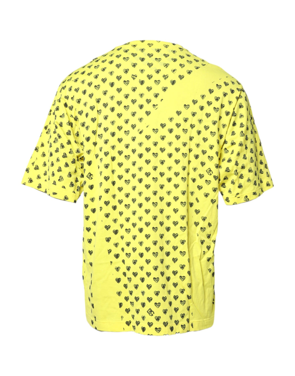 Dolce & Gabbana Yellow Cotton DG Heart Print Crew Neck T-shirt