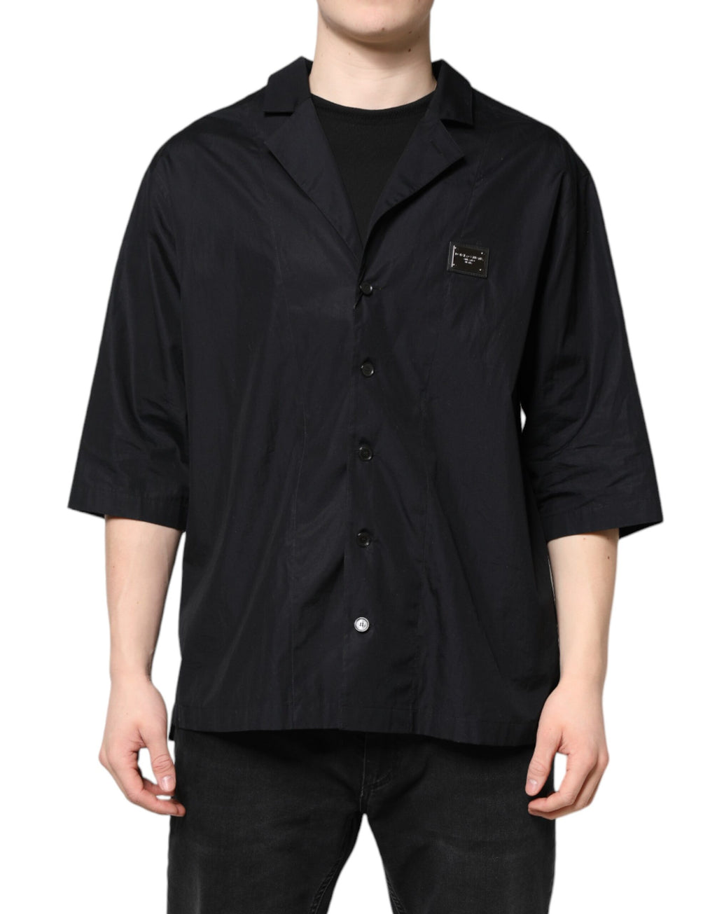 Dolce & Gabbana Black Short Sleeves Button Down Casual Shirt