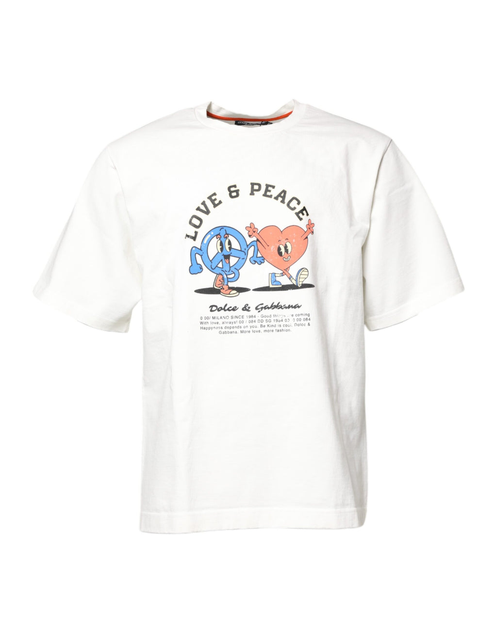 Weißes T-Shirt mit Rundhalsausschnitt und „LOVE &amp; PEACE“-Print
