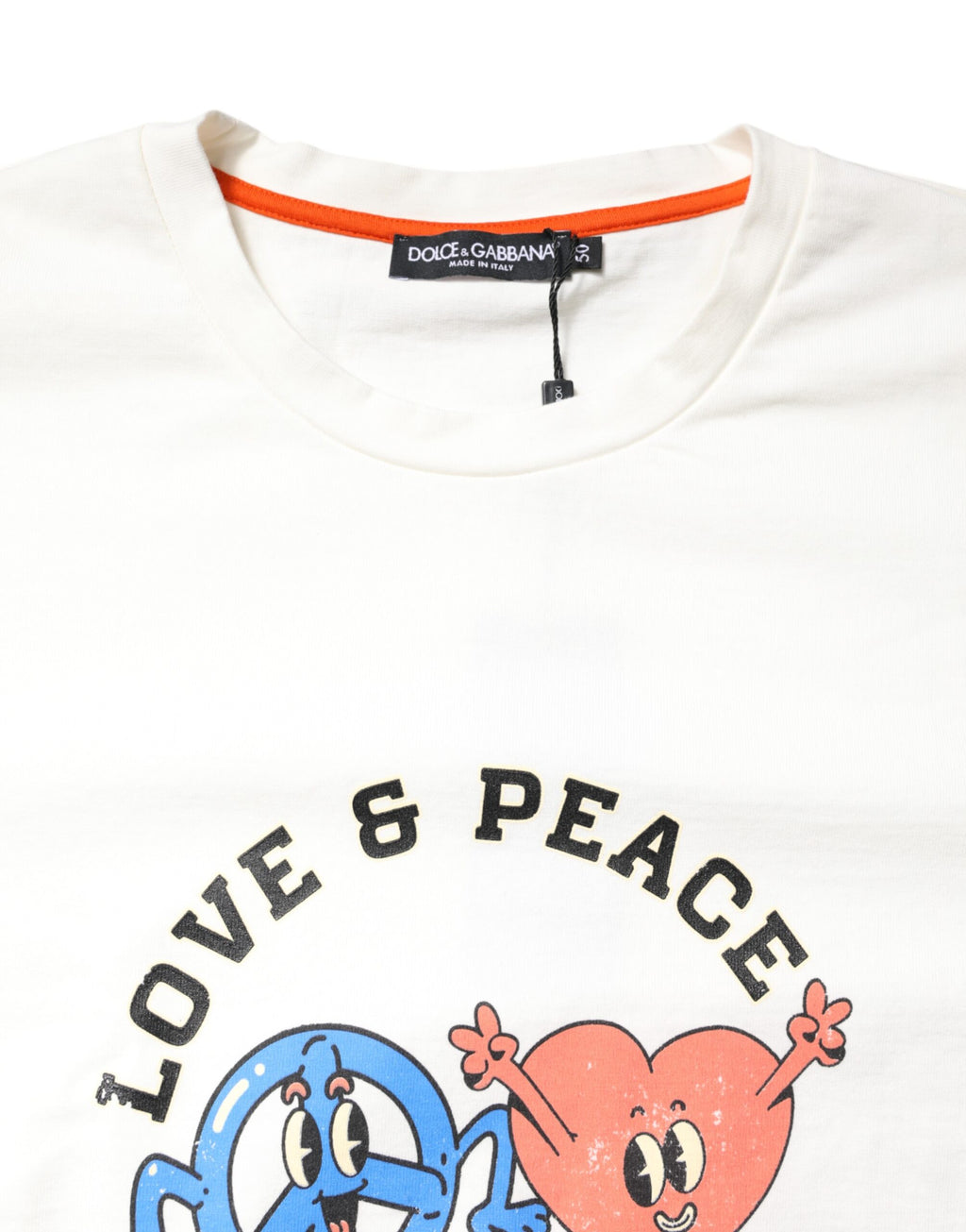 Weißes T-Shirt mit Rundhalsausschnitt und „LOVE &amp; PEACE“-Print