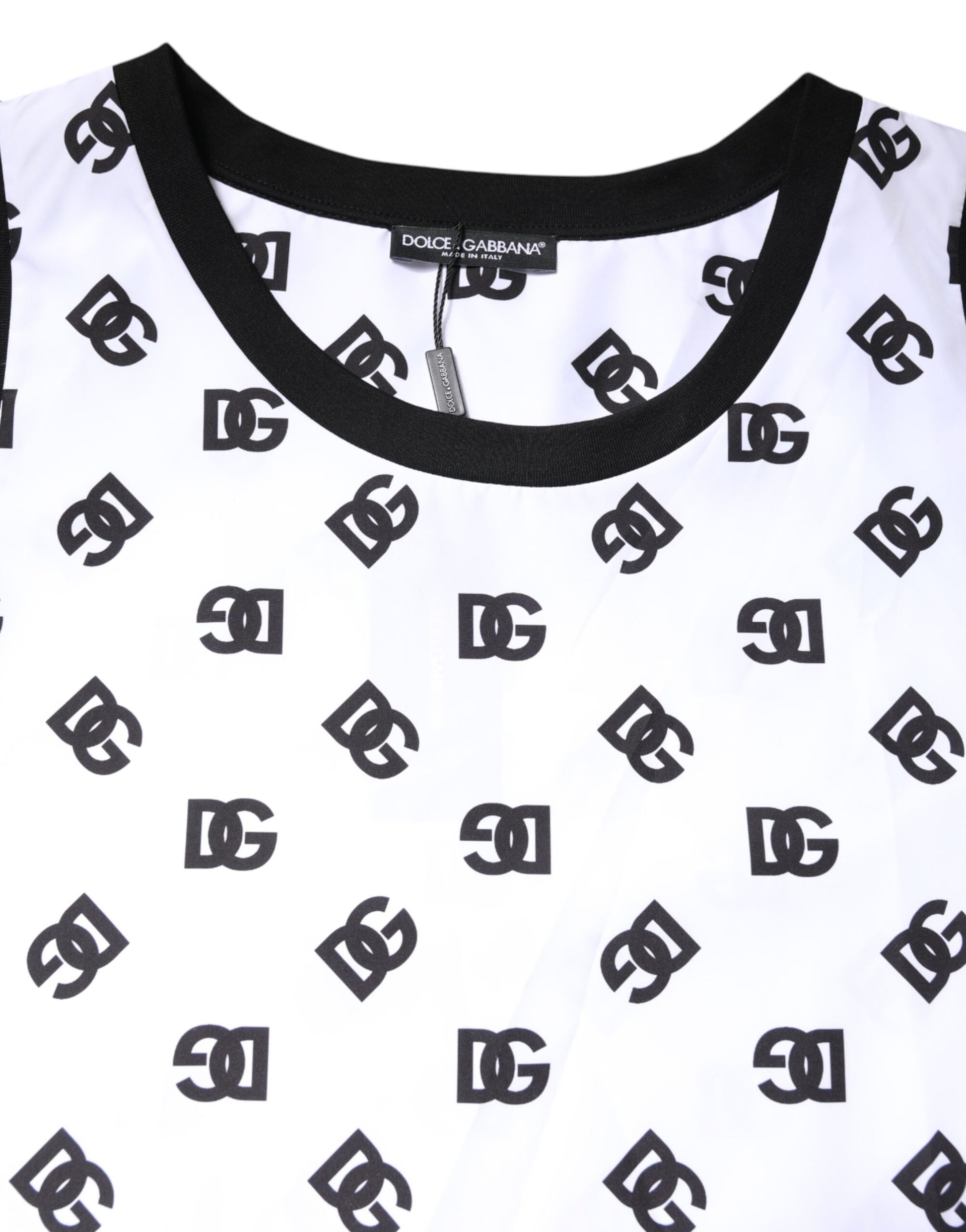 Dolce & Gabbana White Polyester Sleeveless DG Logo T-shirt