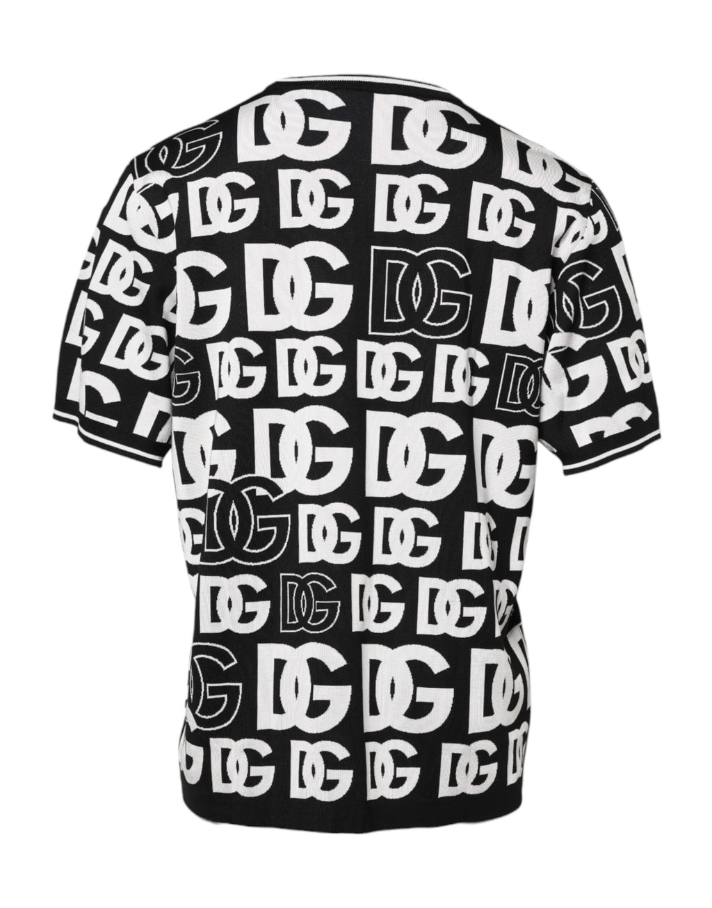 Dolce & Gabbana Black White Silk Knit DG Print T-shirt