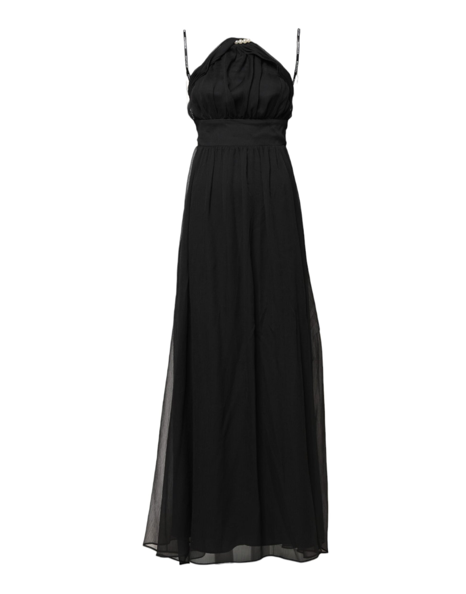Marciano by Guess Black Tulle Pearl Sleeveless Long Gown Dress