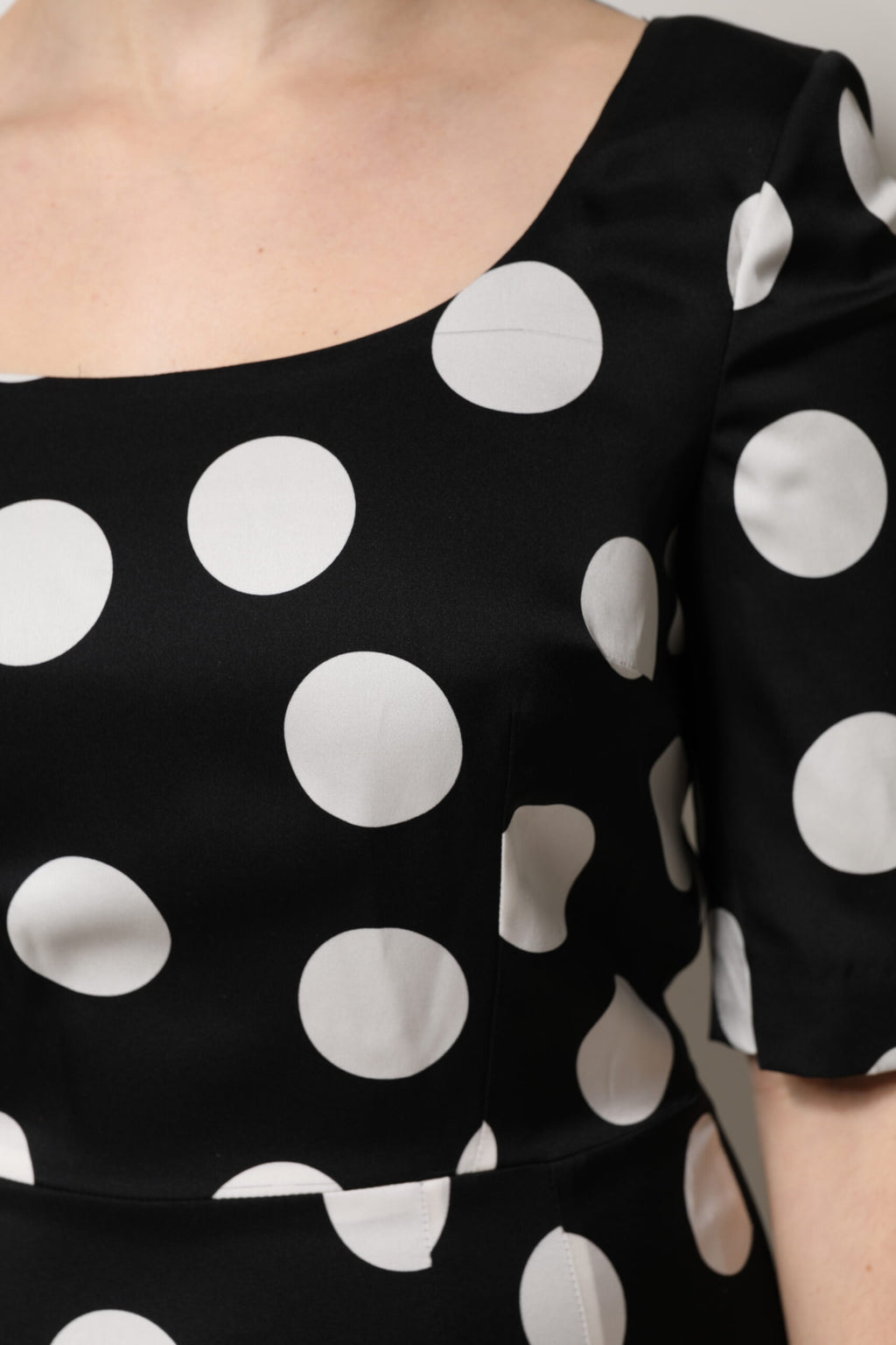 Dolce & Gabbana Black White Polka Dot Sheath Midi Dress