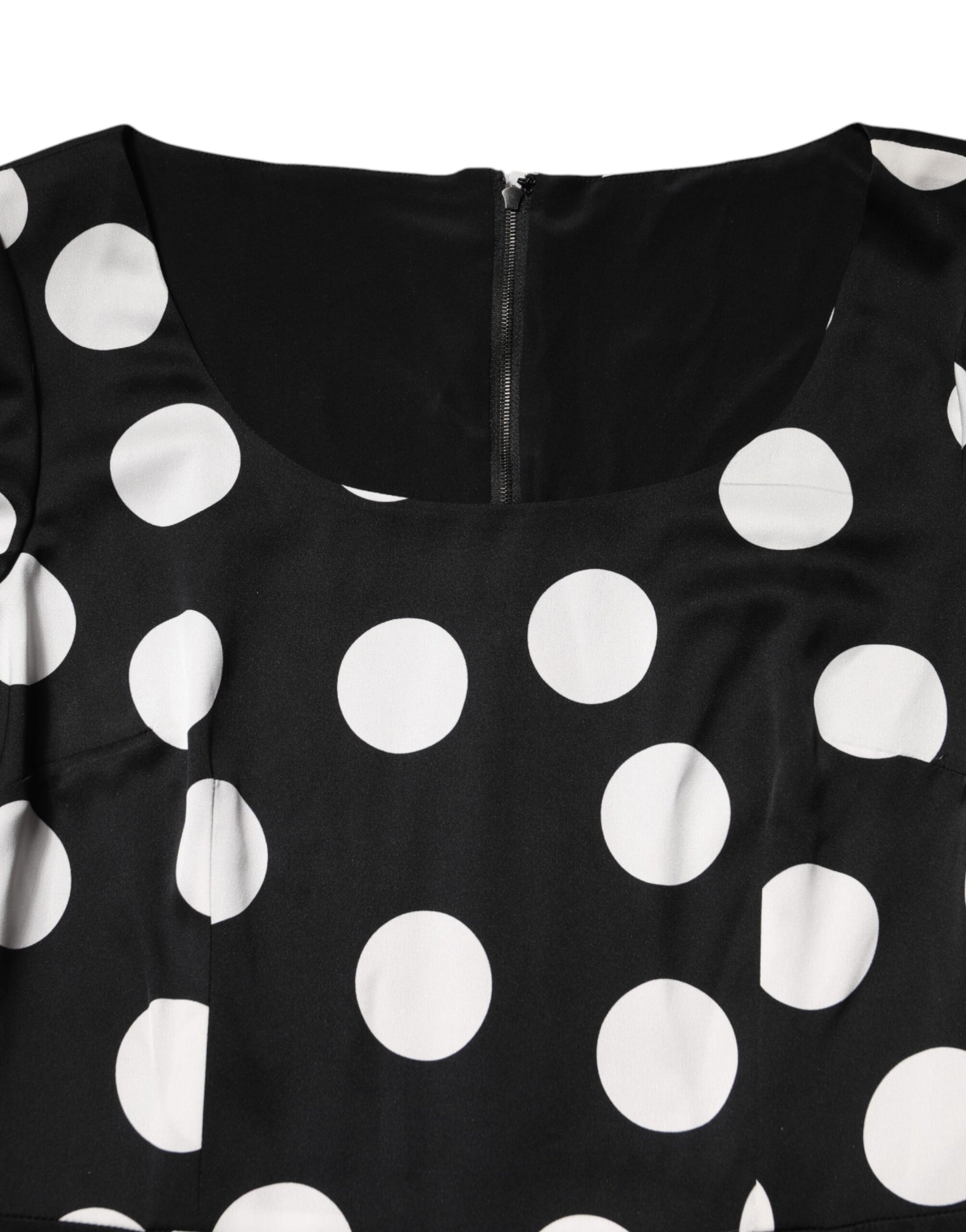 Dolce & Gabbana Black White Polka Dot Sheath Midi Dress