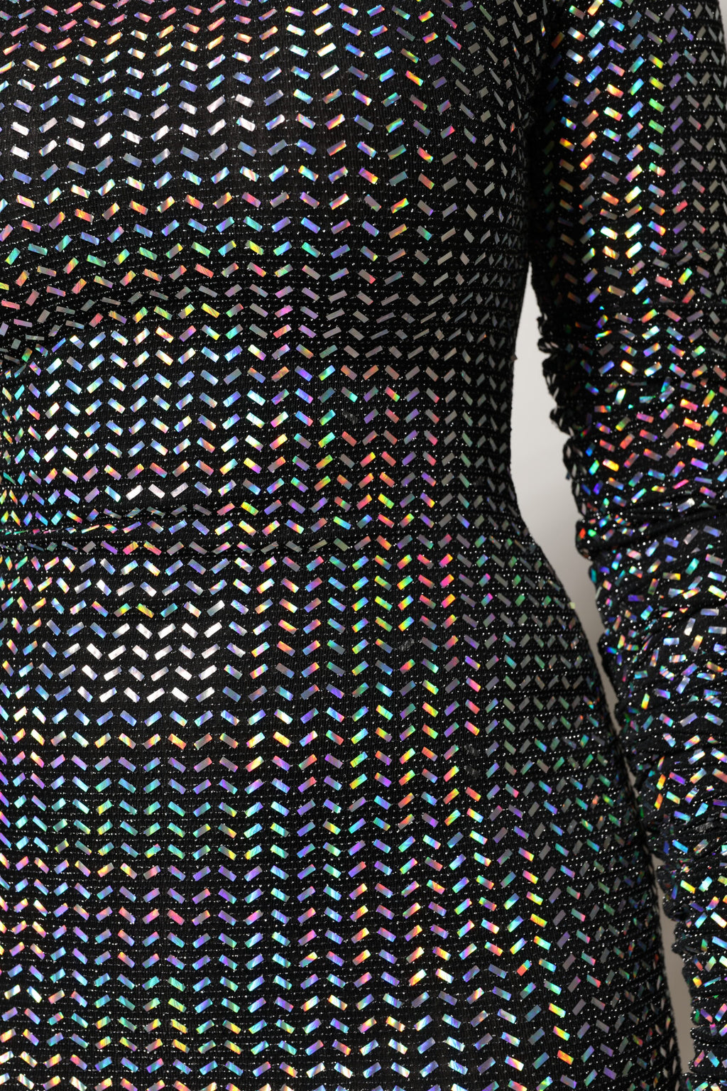 Dolce & Gabbana Black Embellished Nylon Bodycon Mini Dress