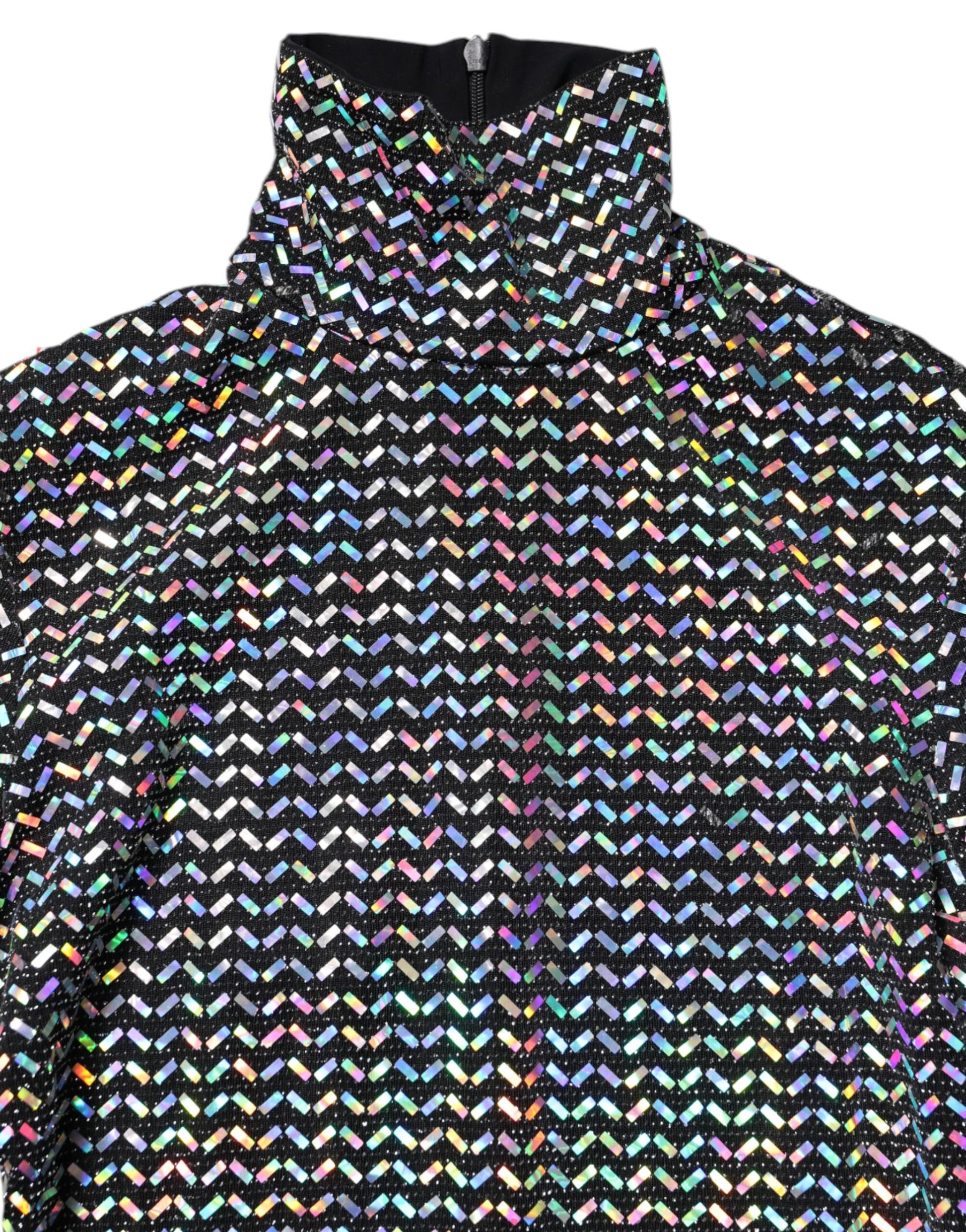 Dolce & Gabbana Black Embellished Nylon Bodycon Mini Dress