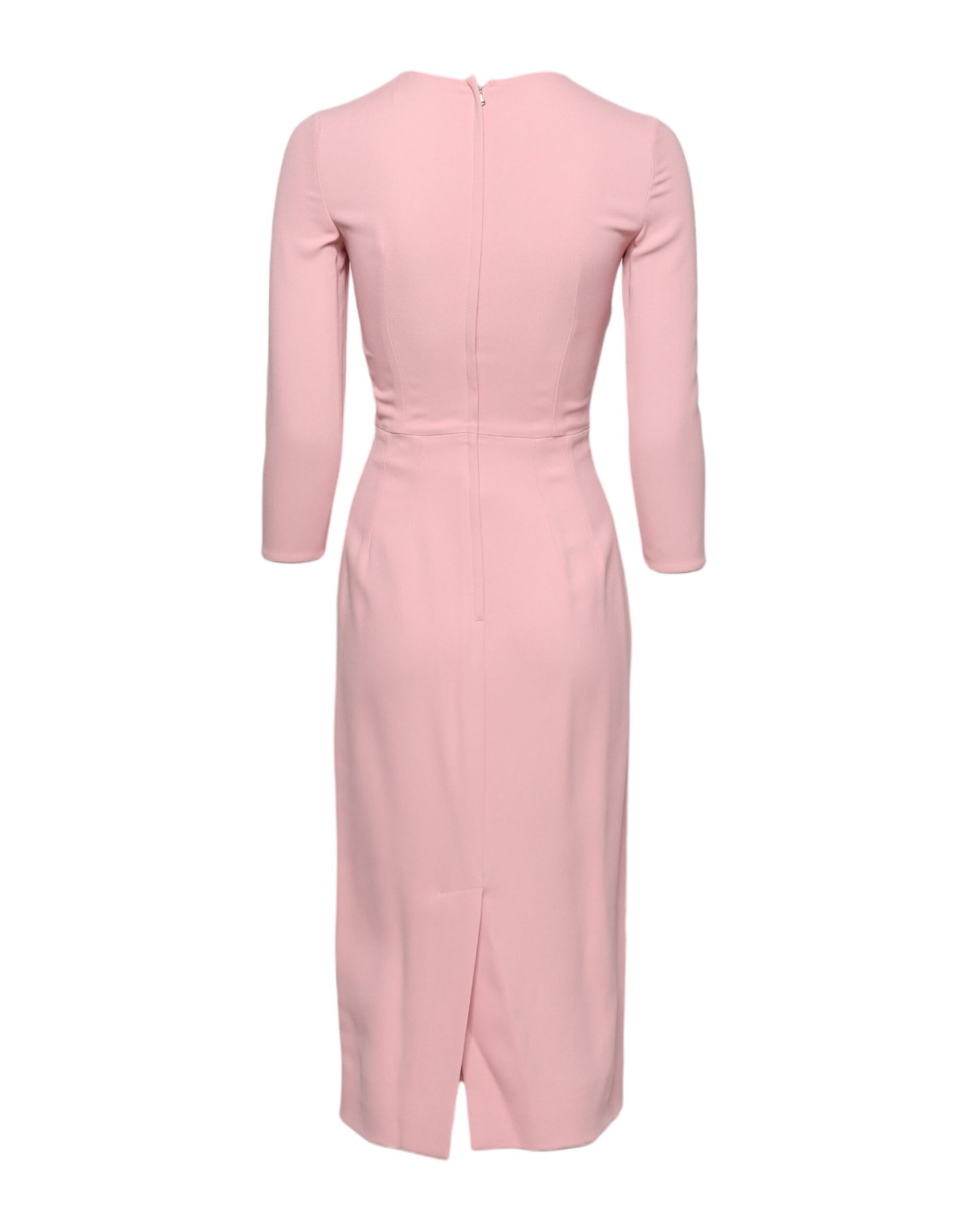 Dolce & Gabbana Pink Viscose 3/4 Sleeves Sheath Midi Dress