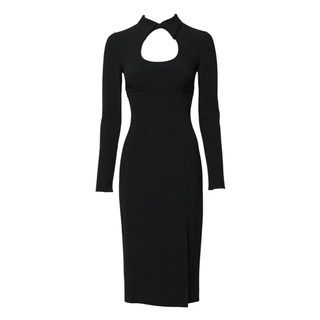 Dolce & Gabbana Black Long Sleeves Bodycon Sheath Midi Dress