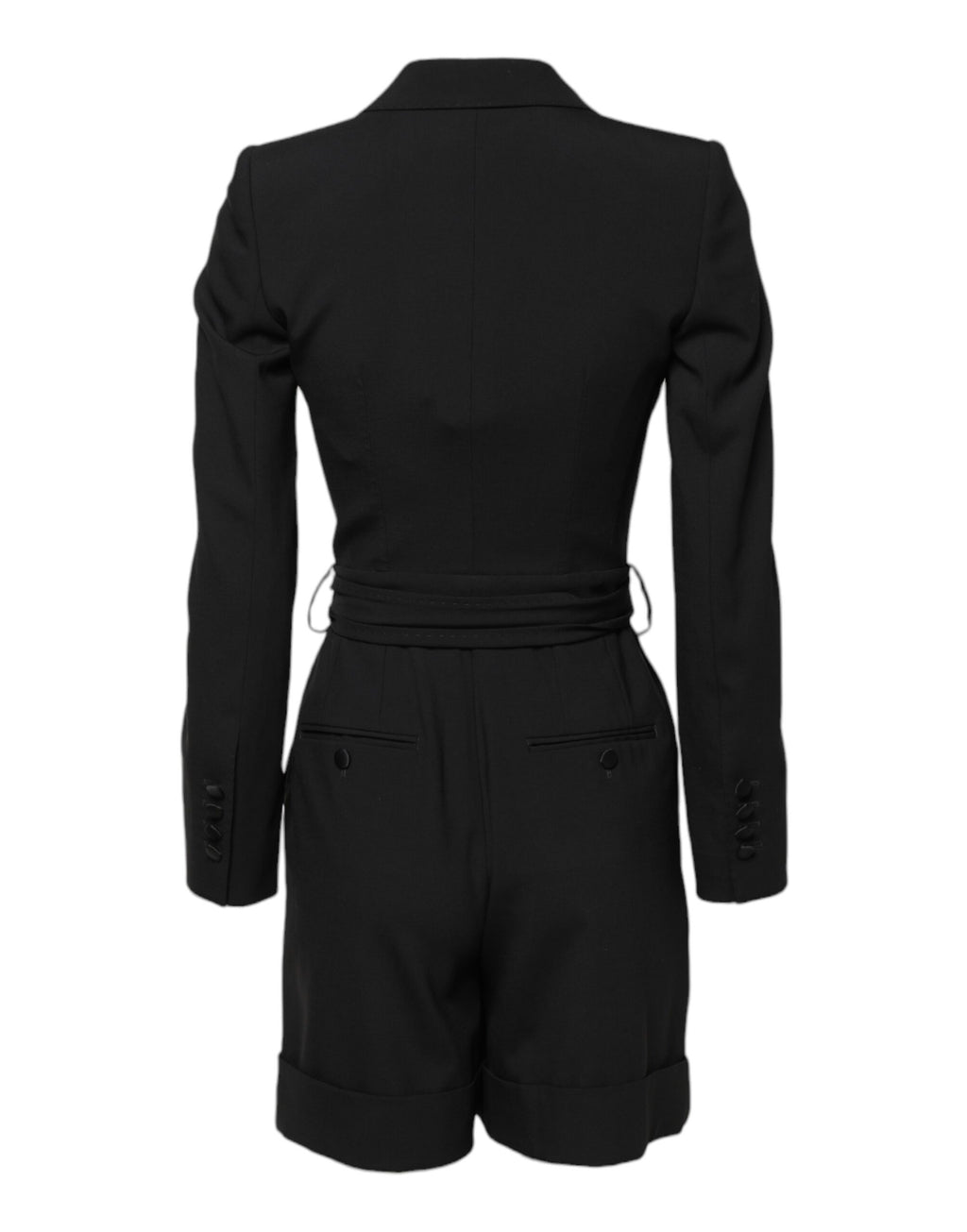Schwarzes Woll-Jumpsuit-Kleid für Damen, Mantel, Jacke