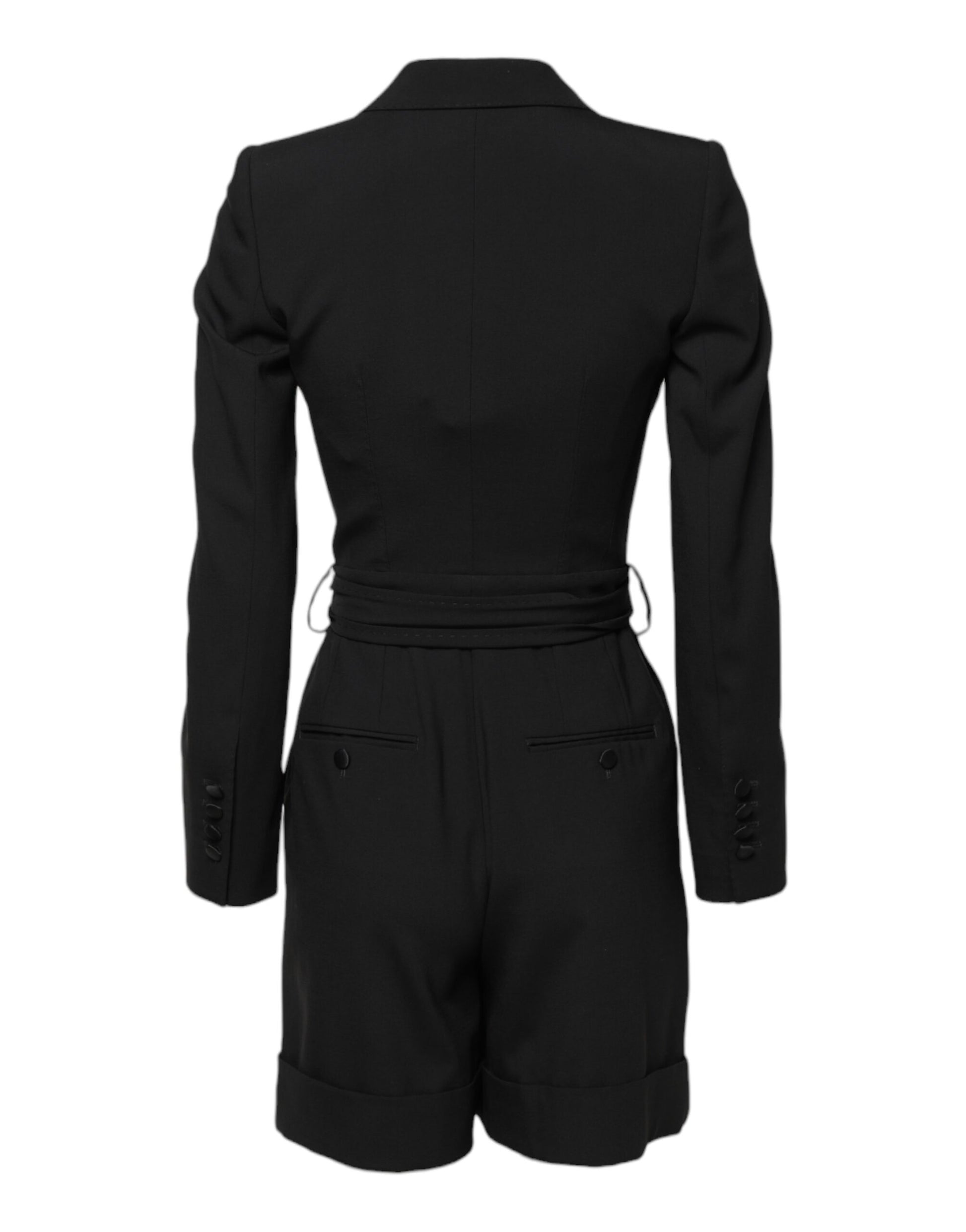 Schwarzes Woll-Jumpsuit-Kleid für Damen, Mantel, Jacke
