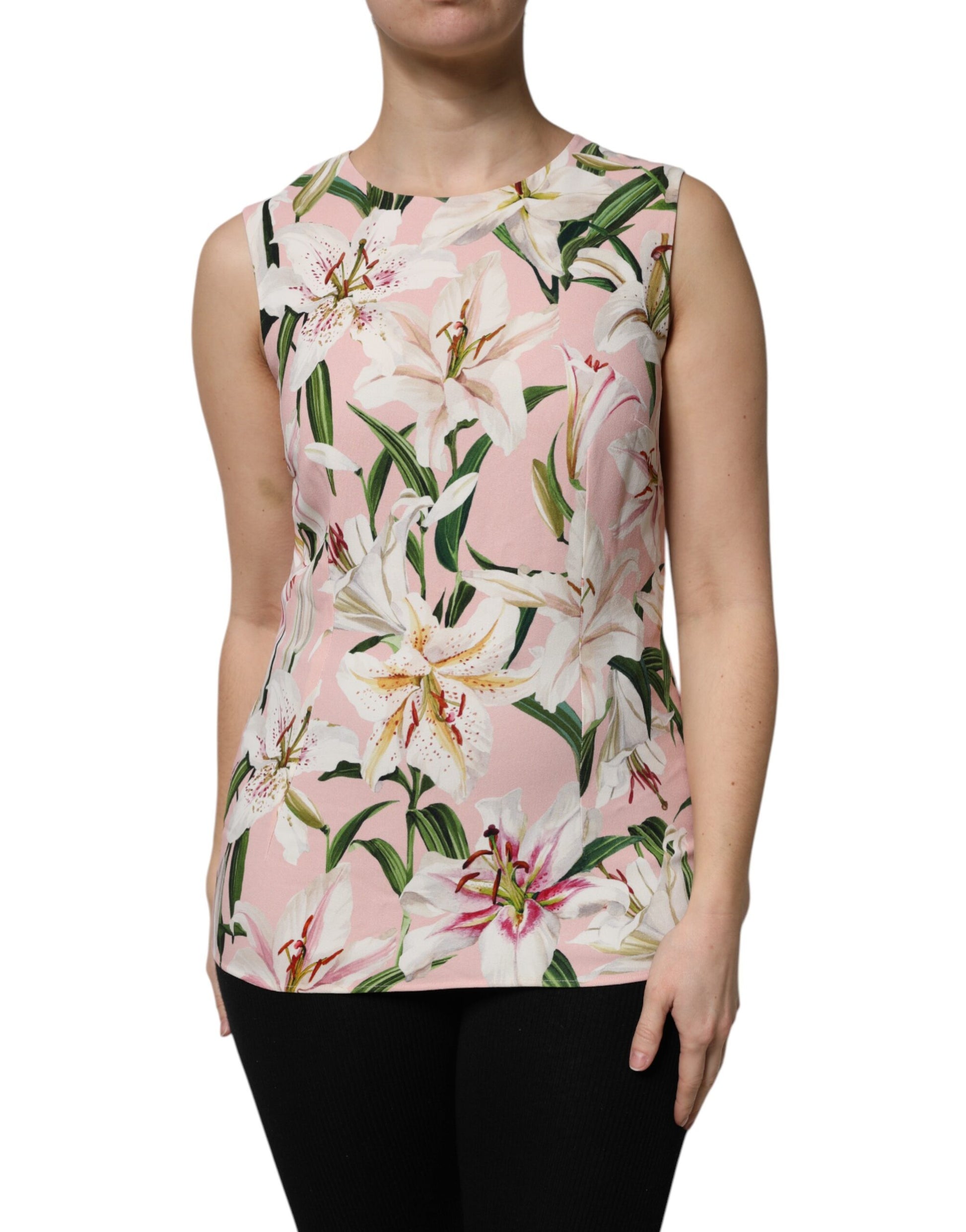 Mehrfarbiges Tanktop mit Rundhalsausschnitt und Blumenmuster