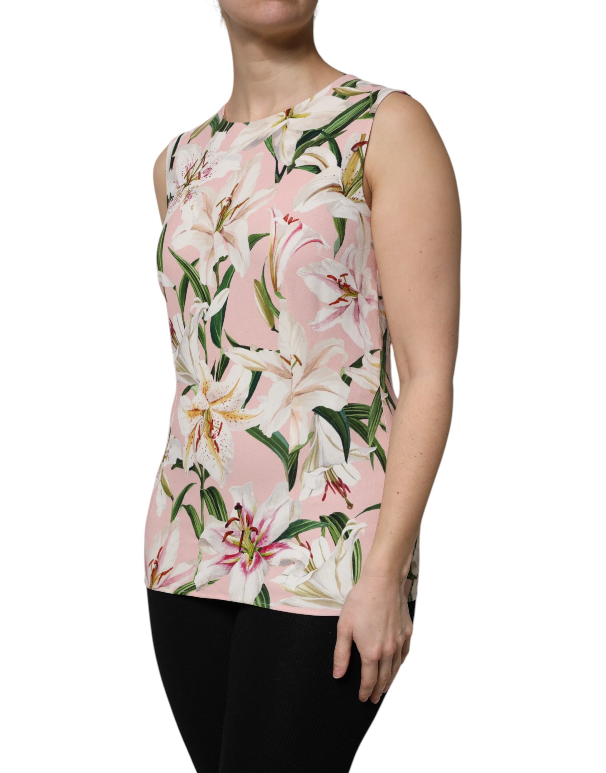 Mehrfarbiges Tanktop mit Rundhalsausschnitt und Blumenmuster