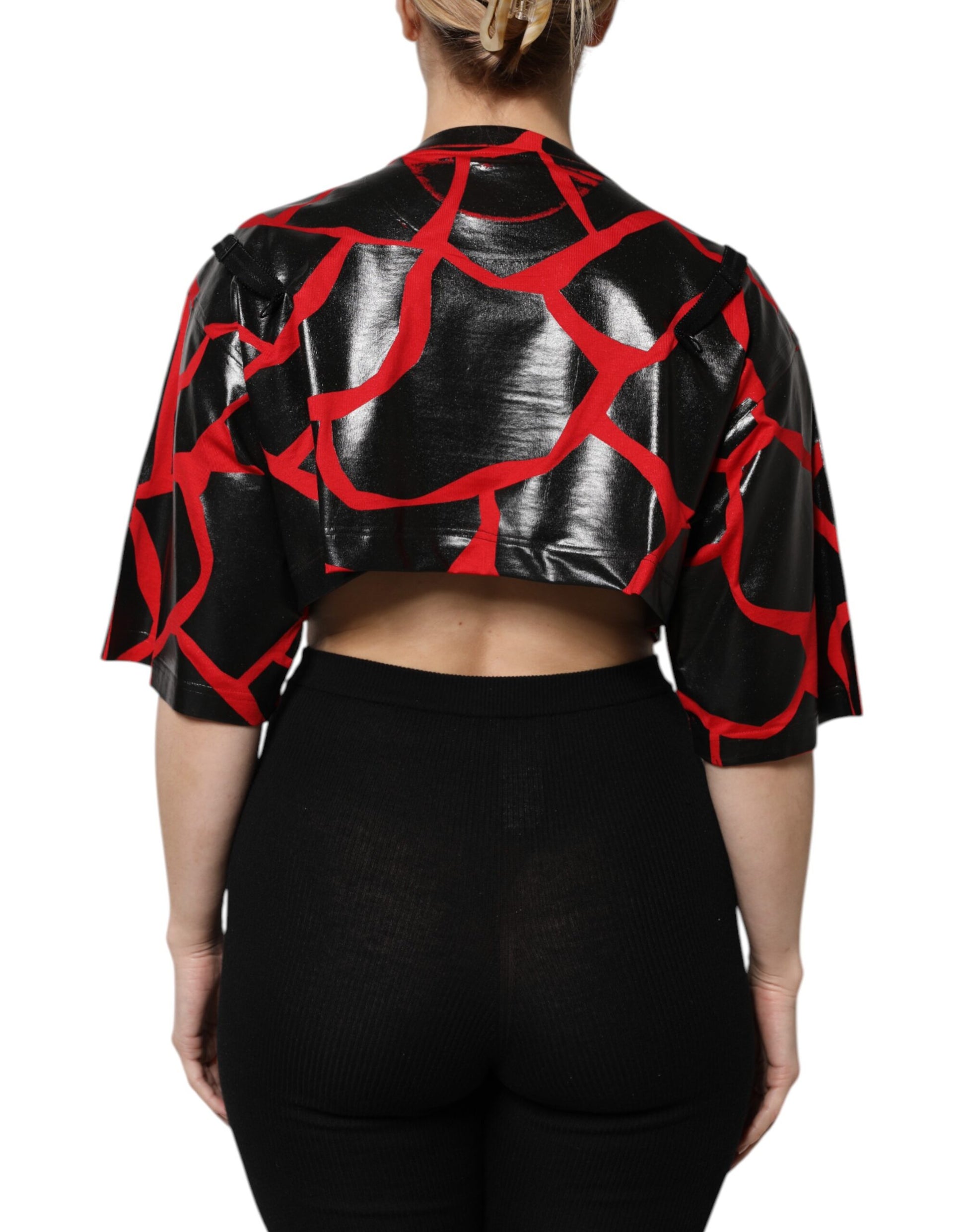 Rotes, schwarzes, kurzes Baumwoll-Bustier-Top