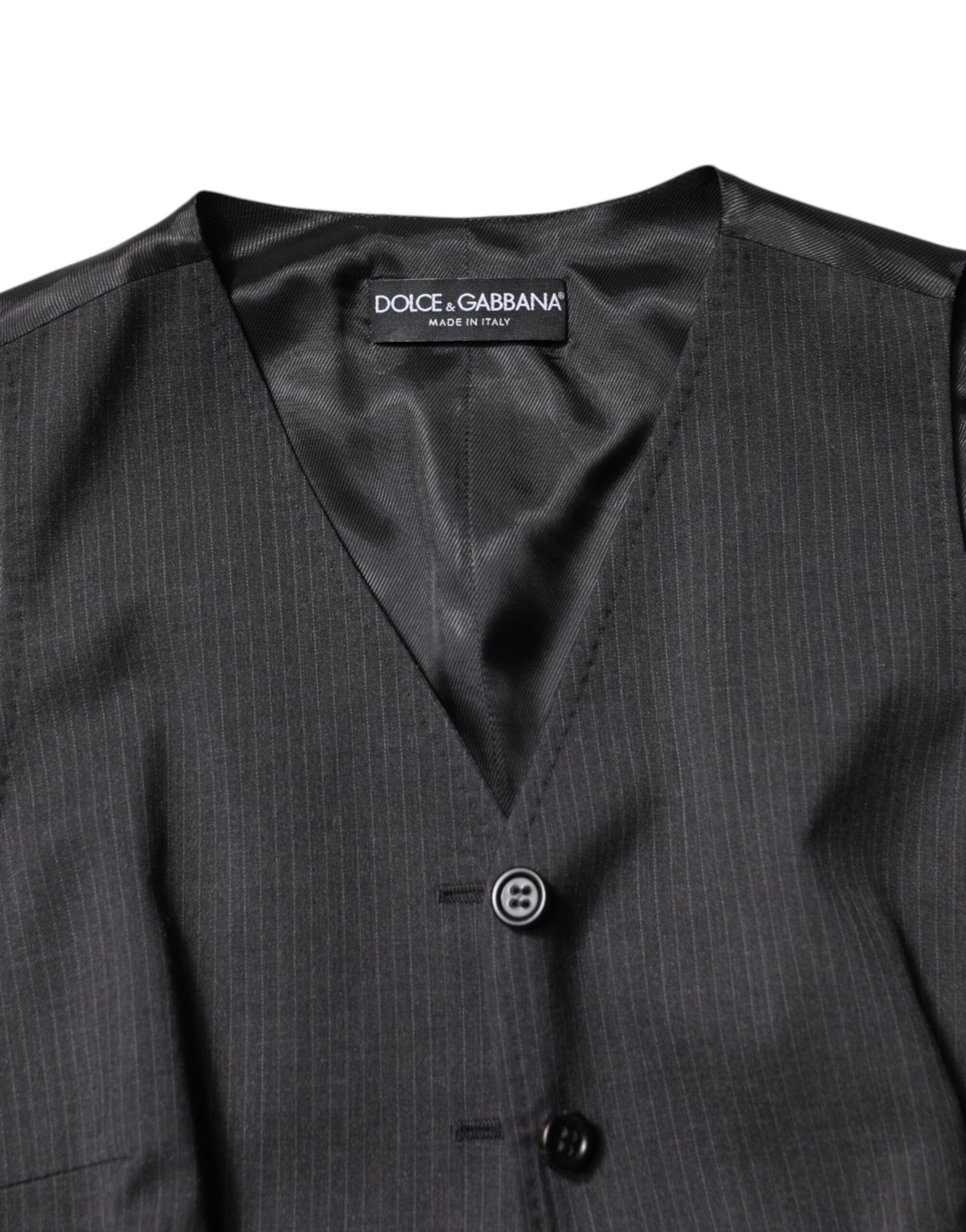 Dolce & Gabbana Black Striped Button Down Sleeveless Vest Top