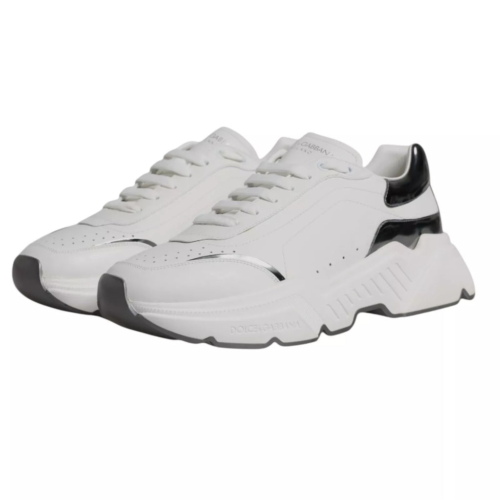 Weiß Silber DAYMASTER Leder Sneakers Schuhe