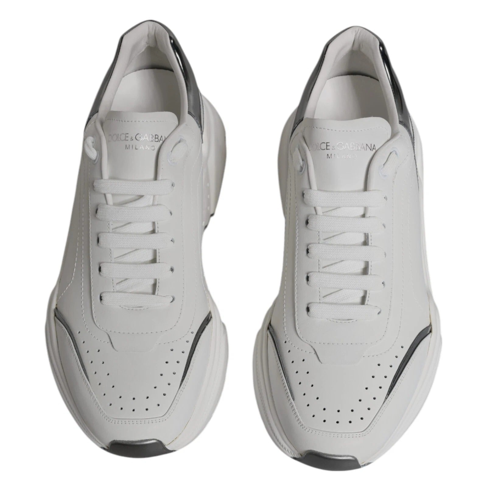Weiß Silber DAYMASTER Leder Sneakers Schuhe